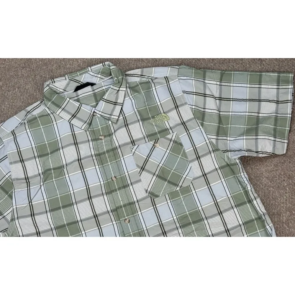 The North Face Men's Button Up Short‎ Sleeve Plaid Shirt Size XL